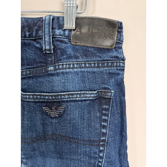 Men's Armani Jeans Blue J21 Regular Fit Straight Jeans Waist 34x32 Button Fly